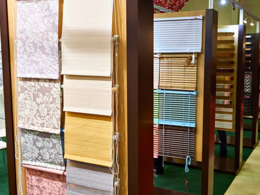 Samples of blinds for windows in the store